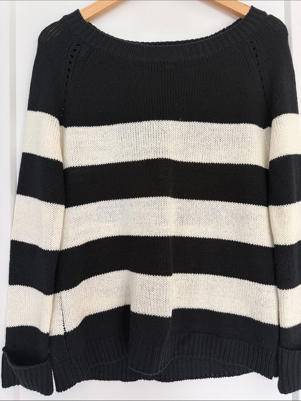 BB Dakota Black & White Wide-Striped Crew Sweater